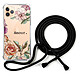 LaCoqueFrançaise Coque cordon iPhone 11 Pro noir Dessin Amour en fleurs Coque cordon iPhone 11 Pro noir Dessin Amour en fleurs