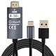 Muvit Câble USB Type C vers HDMI Adaptateur Vidéo 4K/30Hz 2m Noir Câble Vidéo Type C HDMI 2m