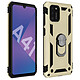 Avizar Coque Samsung Galaxy A41 Antichoc bi-matières Bague Support Vidéo doré - Coque de protection spécialement conçue pour le Samsung Galaxy A41
