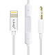 Câble Auxiliaire iPhone iPad iPod vers Jack 3.5mm avec Télécommande LinQ Blanc Câble audio spécialement conçu par LinQ, modèle TPC-9203