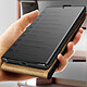 Avizar Étui pour Samsung Galaxy S23 Ultra Clapet Vertical Porte-carte Effet Cuir de Cheval  Noir pas cher