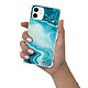 Evetane Coque iPhone 12 mini anti-choc souple angles renforcés transparente Motif Bleu Nacré Marbre pas cher