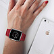 Avis Avizar Bracelet Apple Watch 42 et 44 mm en Cuir matelassé et Magnétique - Rouge