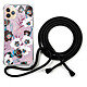 LaCoqueFrançaise Coque cordon iPhone 11 Pro noir Dessin Fleurs parme Coque cordon iPhone 11 Pro noir Dessin Fleurs parme