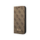 Guess Étui Folio pour iPhone 14 Plus Imprimé 4G Tendance Marron Véritable accessoire de mode