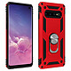 Avizar Coque Galaxy S10 Bi matière Rigide et Souple Bague Support Vidéo rouge - Coque de protection spécialement conçue pour le Samsung Galaxy S10, Rouge