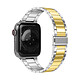 Avizar Bracelet pour Apple Watch Series 8/7 45mm, Series SE 2/6/SE/5/4 44mm, Series 3/2/1 42mm Maillons en Acier Inoxydable Argent / Doré Bracelet de montre Blanc / Jaune