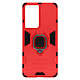 Avizar Coque Samsung S21 Ultra Hybride Antichoc Bague Métallique Support Vidéo rouge - Coque de protection spécialement conçue pour le Samsung Galaxy S21 Ultra, Ring Collection