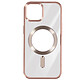 Avizar Coque MagSafe pour iPhone 15 Silicone Protection Caméra  Contour Chromé Rose Coque MagSafe conçue spécifiquement pour votre Apple iPhone 15