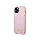 Guess Coque pour Apple iPhone 14 TPU Glitter Script Rose Coque conçue sur mesure pour Apple iPhone 14