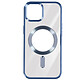 Avizar Coque MagSafe pour iPhone 15 Silicone Protection Caméra  Contour Chromé Bleu - Coque MagSafe conçue spécifiquement pour votre Apple iPhone 15