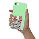 Evetane Coque iPhone 7/8/ iPhone SE 2020 Silicone Liquide Douce vert pâle Leopard Couronne pas cher