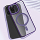 Avis Avizar Coque MagSafe pour iPhone 15 Pro Silicone Gel Anneau Fonction Support  Dos Givré Contour Violet
