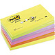 POST-IT Lot de 6 Recharges Z-notes 100 feuilles 7,6 x 12,7 cm coloris néon assortis Notes repositionnable
