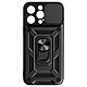 Avizar Coque Antichoc pour iPhone 15 Pro Max Cache Caméra Coulissant Bague Noir - Une coque antichoc avec bague multifonctionnelle, conçue pour votre Apple iPhone 15 Pro Max