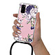 LaCoqueFrançaise Coque cordon Samsung Galaxy S20 Dessin Pivoines Violettes pas cher