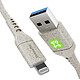 Xtrememac - Eco Câble Xtrememac Lightning vers USB-A 1 mètres MFI Premier câble biodégradable ultra-résistant créé avec des joints flexibles