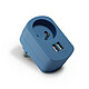 Metronic 495089 Chargeur secteur 2 USB-A 3,4 A + prise de courant 16 A - bleu