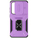 Avizar Coque pour Samsung Galaxy S24 Bague Support Cache caméra Violet Clair Protection caméra coulissante intégrée pour préserver instantanément les objectifs