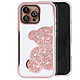 Avizar Coque Paillette pour iPhone 16 Pro Max Motif Ourson avec Strass Rose Contour strassé brillant enrichissant le design avec un éclat raffiné et créant un look tendance