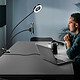 Avizar Support Bureau Lampe Anneau LED 3 Modes Éclairage Flexible Rotatif 360° Noir pas cher