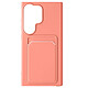 Avizar Coque pour Samsung S24 Ultra Porte-carte Souple Anti-traces Rose Champagne Coque intégrant un rangement pour carte au dos protégeant votre Samsung Saumon tout en gardant à proximité votre carte bancaire