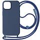 Avizar Coque Cordon pour iPhone 15 Plus Semi-Rigide Lanière Tour du Cou 80cm  Bleu Nuit Coque bleu nuit de la série Corda mêlant la praticité au style, spécialement conçue pour iPhone 15 Plus