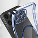 Avizar Coque MagSafe pour iPhone 12 Pro Silicone Protection Caméra  Contour Chromé Bleu Clair pas cher