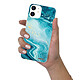 Evetane Coque iPhone 12 mini silicone transparente Motif Bleu Nacré Marbre ultra resistant pas cher