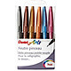 PENTEL Pochette de 6 Feutres pinceau Brush Sign Pen Rose, Bleu Ciel, Orange, Marron, Ocre, Gris Crayon feutre