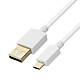 Inkax Câble USB vers Micro-USB  Câble 2m Charge rapide et sécurisée Câble Blanc Charge & Syncro by Inkax