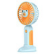 Avizar Mini Ventilateur de Poche Design Tête d'ours avec Support Bureau Bleu Pâle - Ventilateur de poche bicolore pastel avec un visage d'ours souriant au centre de sa grille