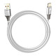 LinQ Câble USB vers Lightning Nylon Tressé 1.5m Charge et Transfert Argent - Câble à connecteur Lightning compatible avec les iPhones à port de charge Lightning