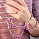 Avizar Bijou Téléphone Bracelet à Perle Marbre 80cm Collection Marble Violet et jaune pas cher