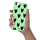 Evetane Coque iPhone 7/8/ iPhone SE 2020 Silicone Liquide Douce vert pâle Coeurs Noirs pas cher