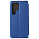 Avizar Étui pour Samsung Galaxy S24 Ultra Clapet Porte carte Support Video Bleu Étui à clapet en polycarbonate recouvert de simili cuir Bleu, conçu pour protéger et habiller votre Samsung Galaxy S24 Ultra