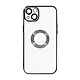 Avizar Coque iPhone 13 Silicone Bloc Caméra Couvert  Transparent Contour Noir Chromé Coque spécialement conçue pour le IPhone 13