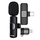 LinQ Microphone Sans Fil Réduction de Bruit Adaptateurs USB C et Lightning  Noir Un micro cravate noir de la marque LinQ vous permettant d'enregistrer des sons sur vos appareils