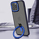 Avizar Coque MagSafe pour iPhone 15 Pro Silicone Gel Anneau Fonction Support  Dos Givré Contour Bleu Marine pas cher