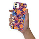 LaCoqueFrançaise Coque iPhone 11 Silicone Liquide Douce lilas Fleurs violettes et oranges pas cher
