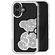 Avizar Coque Paillette pour iPhone 16 Plus Motif Ourson avec Strass Argent Contour strassé brillant enrichissant le design avec un éclat raffiné et créant un look tendance