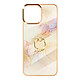 Avizar Coque iPhone 12 Mini Bi-matière Bague de maintien Motif marbre - rose champagne - Coque de protection à motif marbre champagne spécialement conçue pour iPhone 12 Mini.