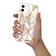 Evetane Coque iPhone 11 silicone transparente Motif Marbre Rose Losange ultra resistant pas cher
