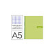 LIDERPAPEL Cahier spirale crafty couverture contrecollée a5 240p 90g/m2 5x5mm microperforé 6 trous coloris vert Cahier