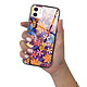 LaCoqueFrançaise Coque iPhone 12 Mini Coque Soft Touch Glossy Fleurs violettes et oranges Design pas cher