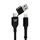 LinQ Câble USB / USB-C vers Lightning 27W Charge et Synchro Longueur 1,2m  Noir Un câble de charge double entrée USB / USB-C vers Lightning proposé par la marque LinQ