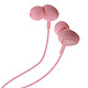 Écouteurs Filaires Jack 3.5mm Embouts Intra-auriculaires Télécommande Micro Rose Écouteurs filaire avec fonction kit main libre de couleur rose.