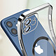 Avizar Coque MagSafe pour iPhone 12 Silicone Protection Caméra  Contour Chromé Argent pas cher