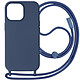 Avizar Coque Cordon pour iPhone 15 Pro Semi-Rigide Lanière Tour du Cou 80cm  Bleu Nuit - Coque bleu nuit de la série Corda mêlant la praticité au style, spécialement conçue pour iPhone 15 Pro