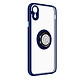 Avizar Coque iPhone XR Bi-matière Bague Métallique Support bleu nuit - Coque de protection rouge avec un anneau de maintien spécialement conçu pour iPhone XR